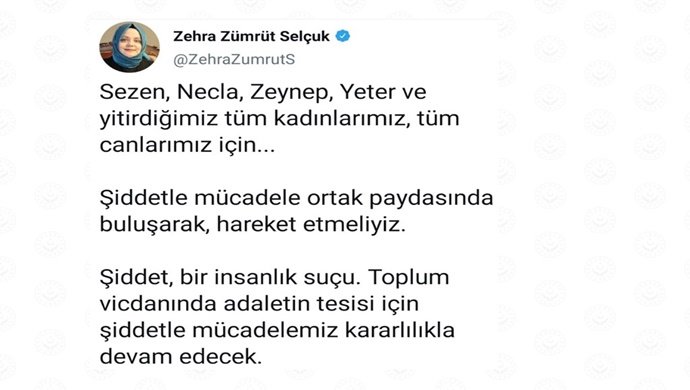 Bakan Selçuk: “Kadına Yönelik Şiddetle Mücadeleye Kararlılıkla Devam Edeceğiz”