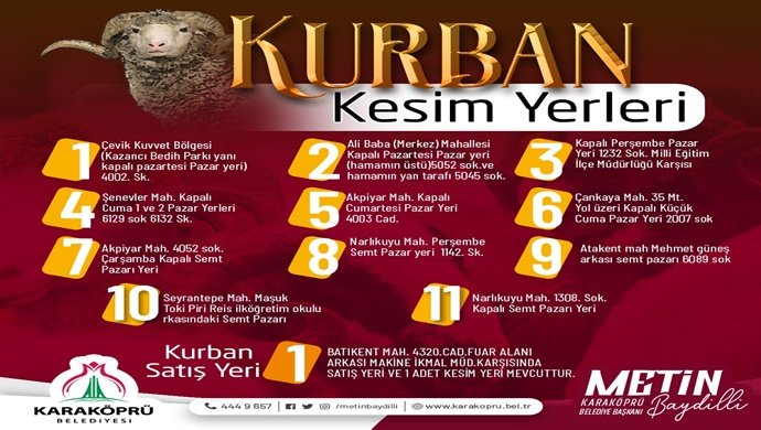 KARAKÖPRÜ’DE KURBAN SATIŞ VE KESİM YERLERİ BELİRLENDİ