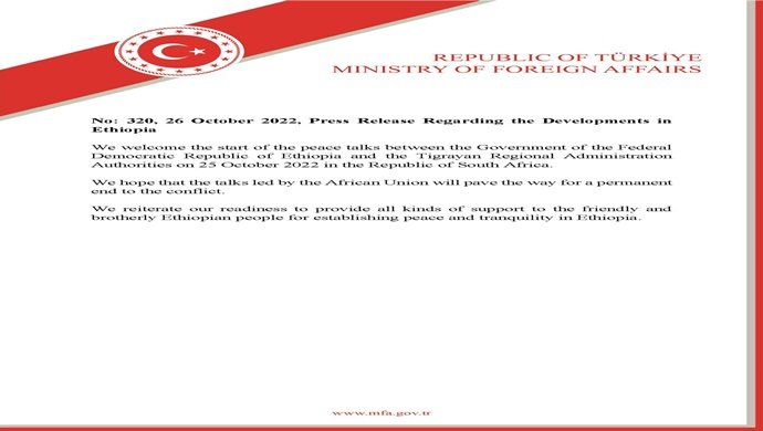 Press Release Regarding the Developments in Ethiopia