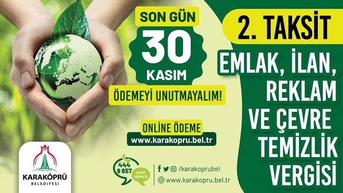 KARAKÖPRÜ BELEDİYESİNDEN VERGİ UYARISI